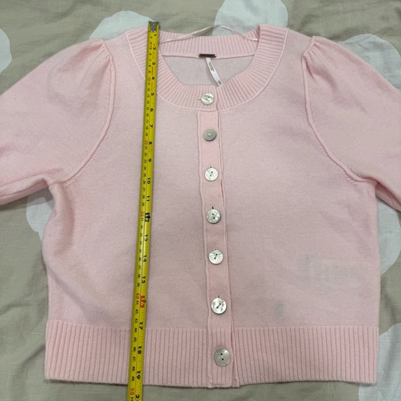 Free People Pink Isla Wool Cashmere Blend Solid Short Sleeve Cardigan Size XS - Picture 6 of 7